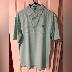 Masters By Peter Millar Polo Men’s Medium Green/white Stripes